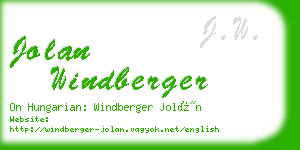 jolan windberger business card